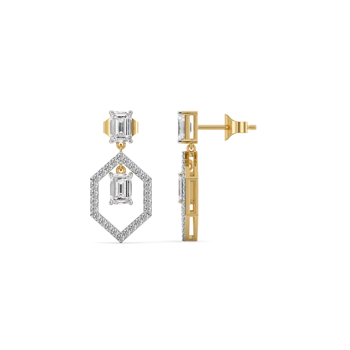 Rhythm of Emerald - Pure Gold Lab Diamond Solitaire Earrings