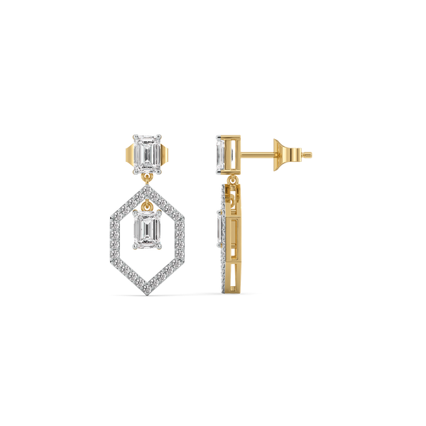 Lukson Emerald Cut Gold Lab Diamond Solitaire Earrings