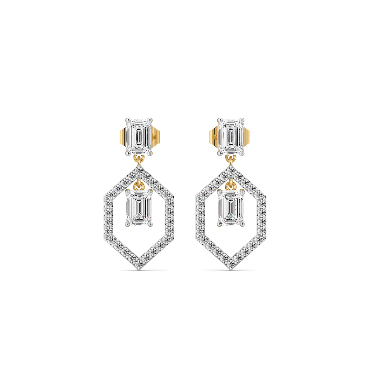 Rhythm of Emerald - Pure Gold Lab Diamond Solitaire Earrings