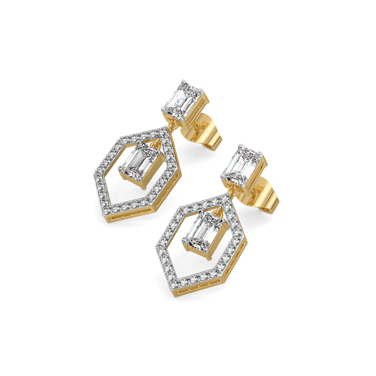 Rhythm of Emerald - Pure Gold Lab Diamond Solitaire Earrings
