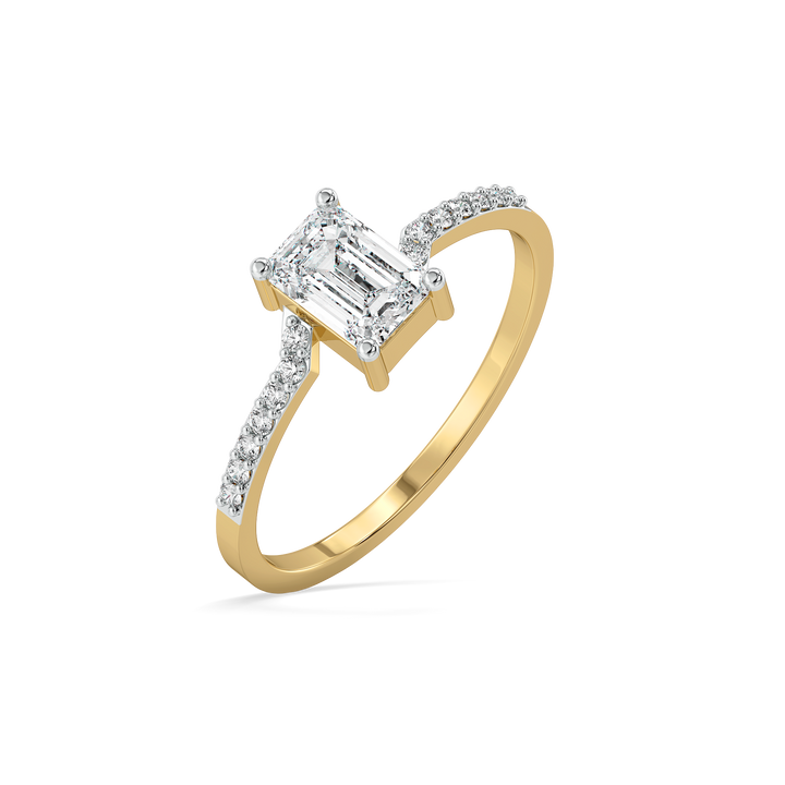 Rhythm of Emerald - Pure Gold Lab Diamond Solitaire Ring