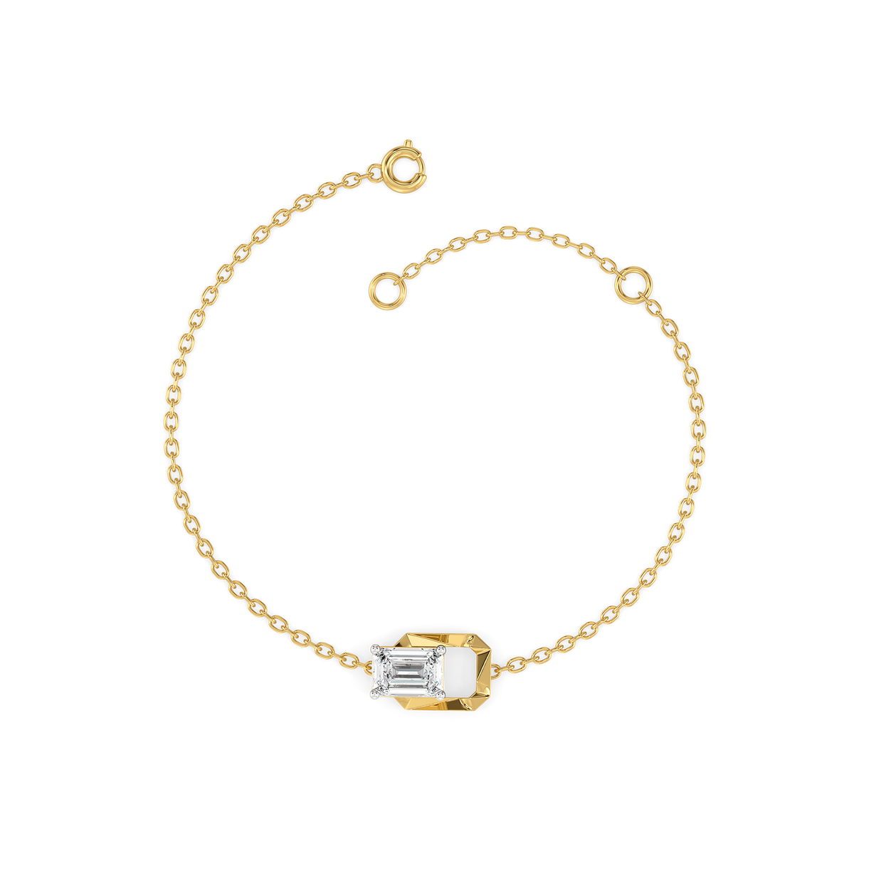 Striking Emerald - Pure Gold Lab Diamond Solitaire Bracelet