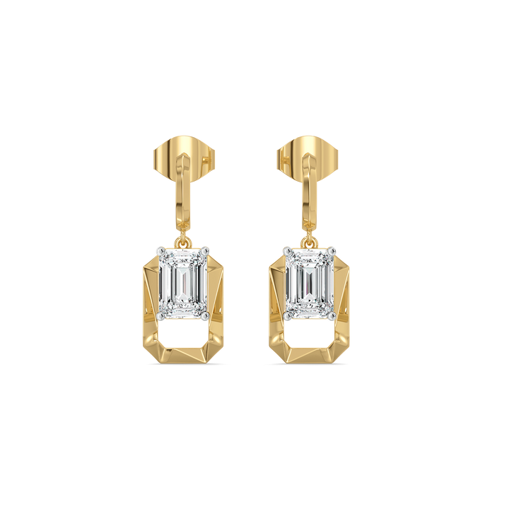 Striking Emerald Drop - Pure Gold Lab Diamond Solitaire Earrings