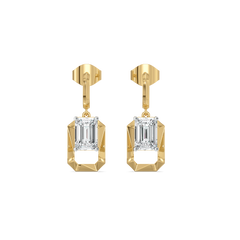 Striking Emerald Drop - Pure Gold Lab Diamond Solitaire Earrings