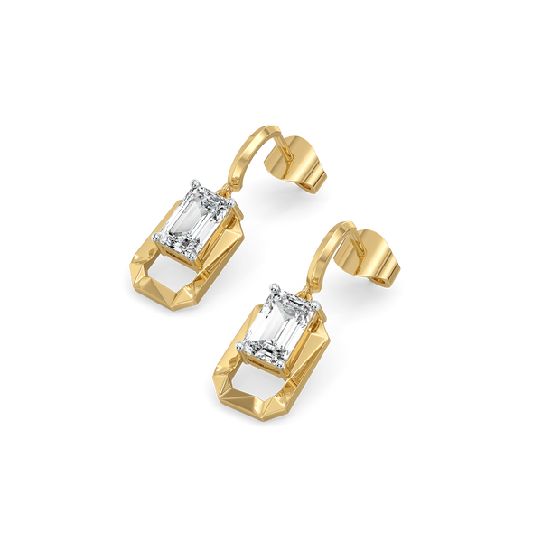 Lukson Emerald Cut Lab Grown Diamond Solitaire Drop Earrings for Women