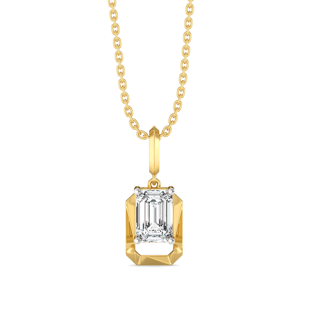 Striking Emerald - Pure Gold Lab Diamond Solitaire Pendant