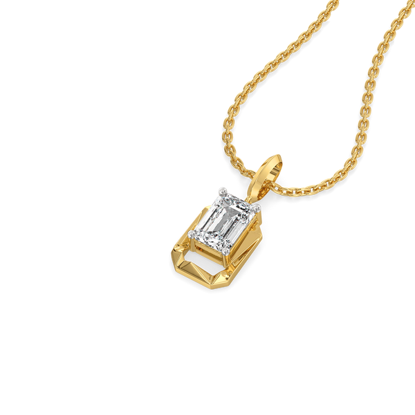 Striking Emerald - Pure Gold Lab Diamond Solitaire Pendant