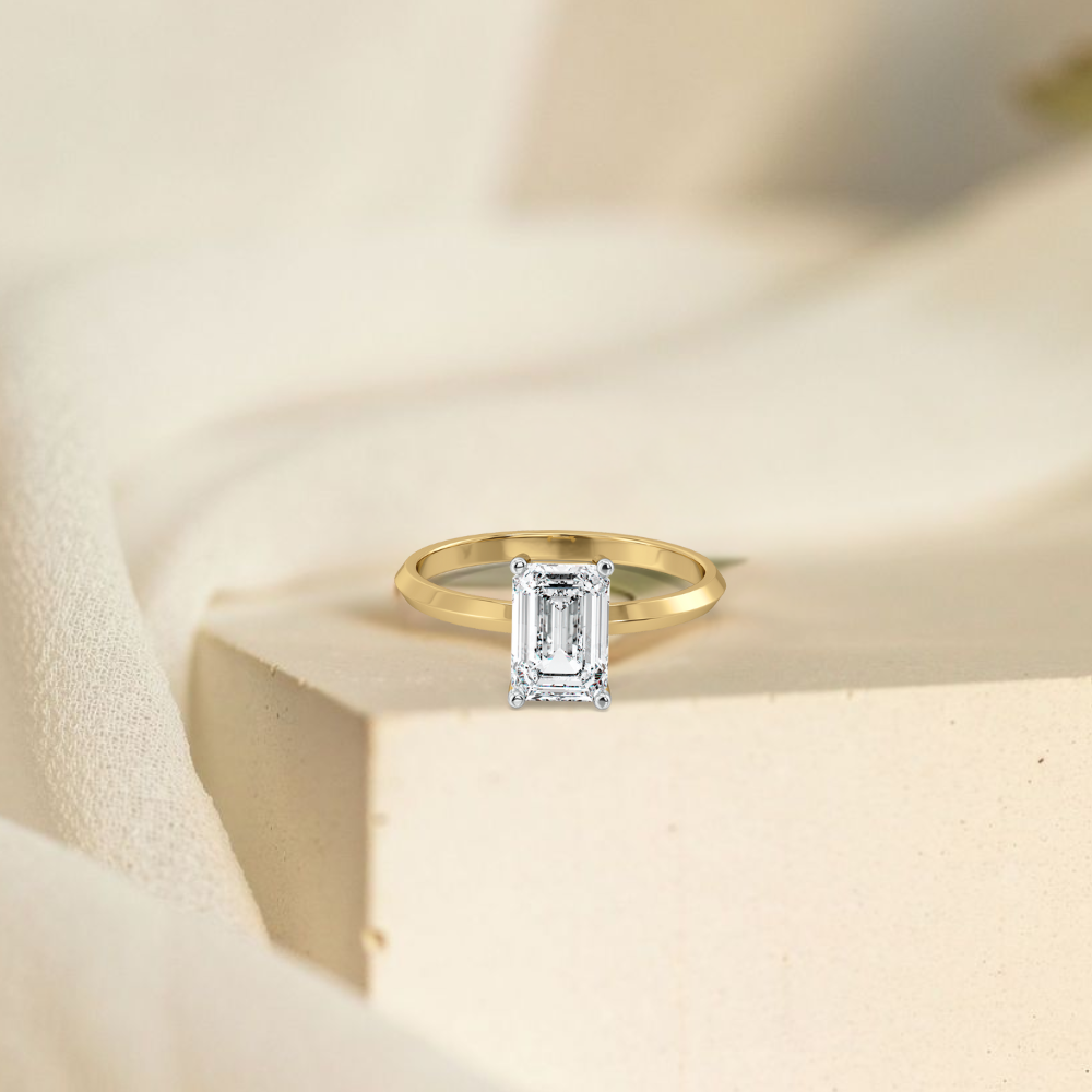 Striking Emerald - Pure Gold Lab Diamond Solitaire Ring