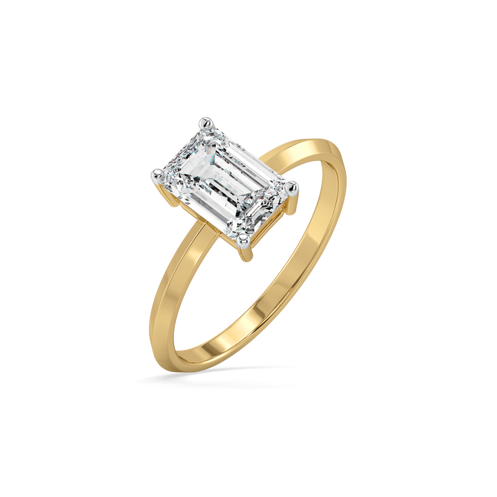 Striking Emerald - Pure Gold Lab Diamond Solitaire Ring