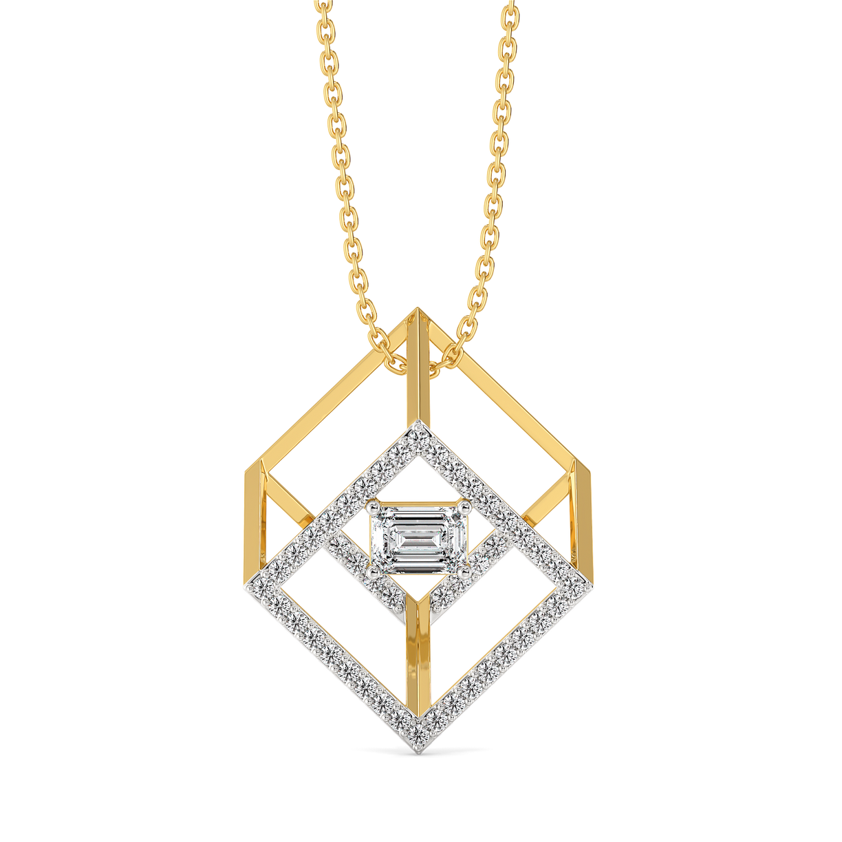 Emerald Edge - Pure Gold Lab Diamond Solitaire Pendant