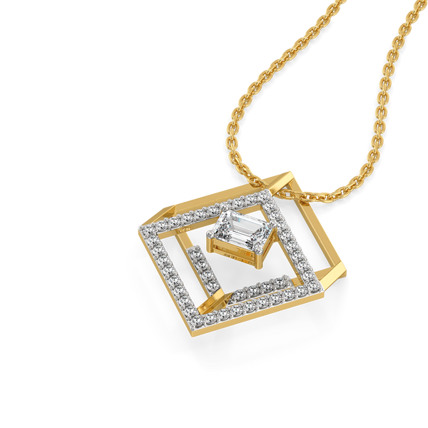 Emerald Edge - Pure Gold Lab Diamond Solitaire Pendant