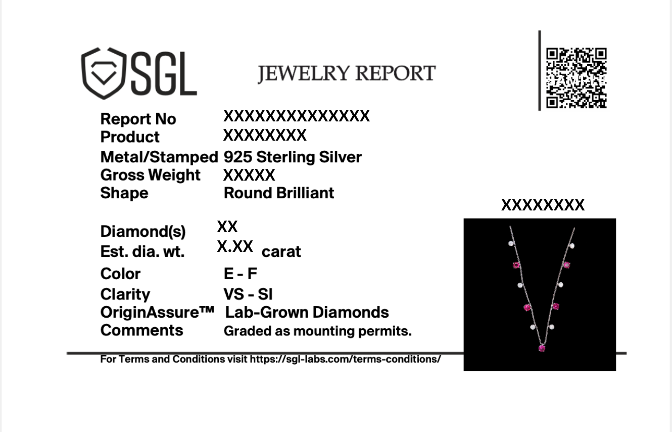 Sterling Silver - Lab Diamond & Ruby Station Necklace