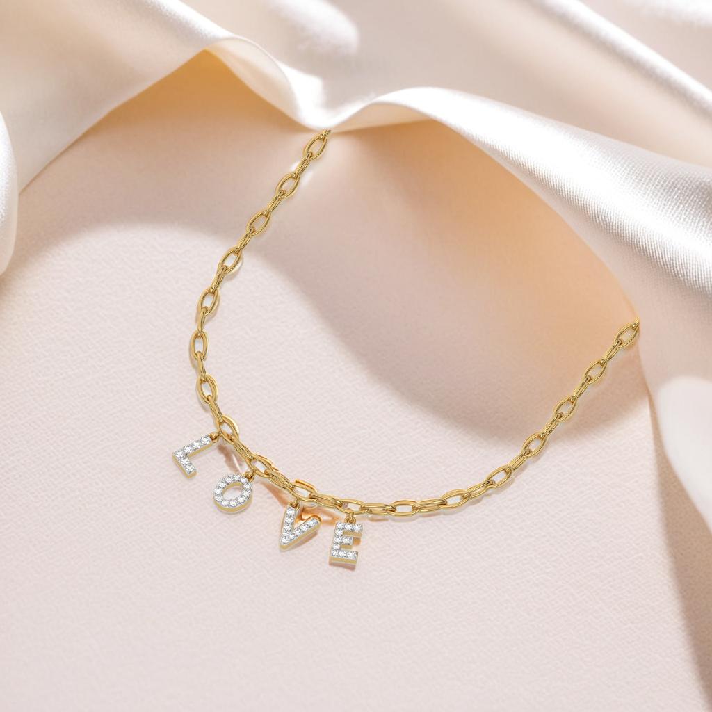 Endless Love Letter - Lab Diamond Charm Necklace