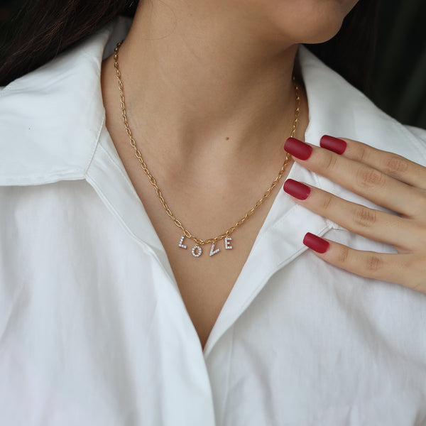 Lukson Love Letter Charm Lab Grown Diamond Necklace