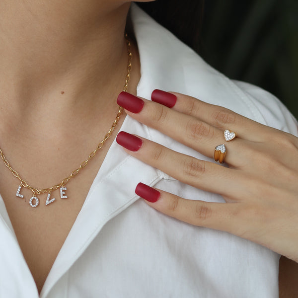 Love Letter Charm 18kt Gold Vermeil Lab Grown Diamond Necklace for Women - Lukson 