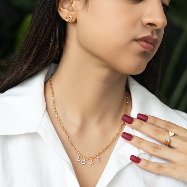 Lukson Endless Love Letter Lab Grown Diamond Charm Necklace