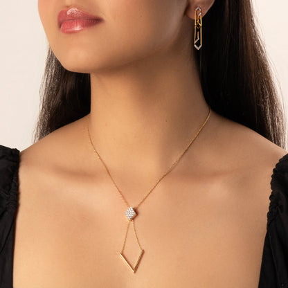 Diamond Arc Lariat Necklace