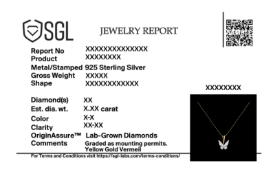 Certified Winged Whimsy - 18kt Gold Vermeil Lab Grown Diamond Pendant Necklace - Lukson 