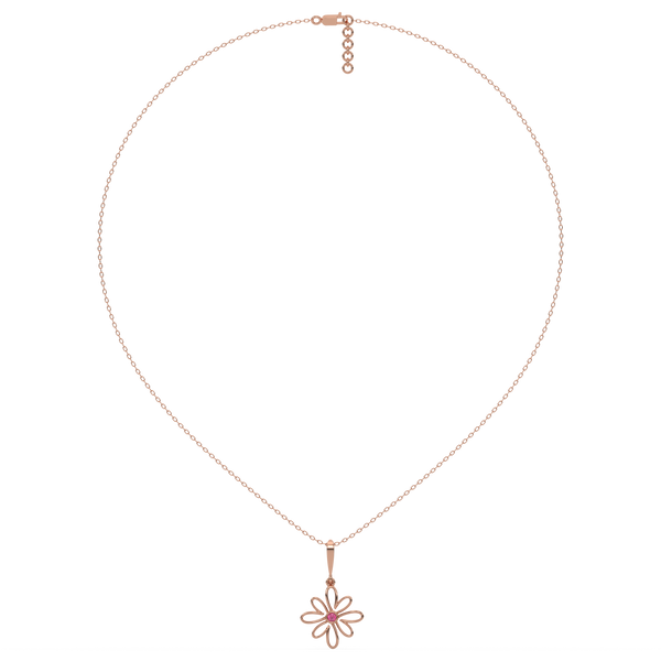 Ruby Blossom Lab Grown Diamonds Necklace for Online in India- Lukson