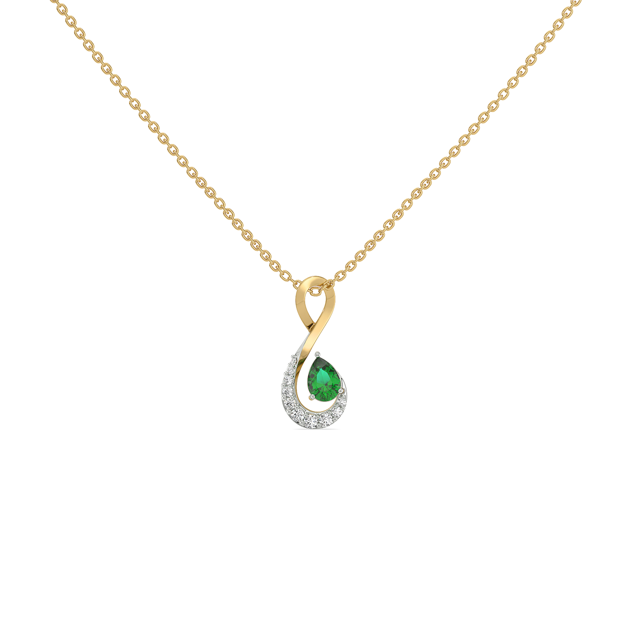 Melody of Emeralds Pendant - 18kt Gold Vermeil Lab Grown Diamond Necklace 