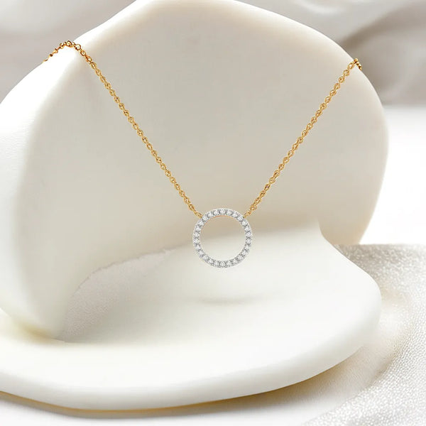 Halo Pendant - 18kt Gold Vermeil Lab Grown Diamond Necklace - Lukson 