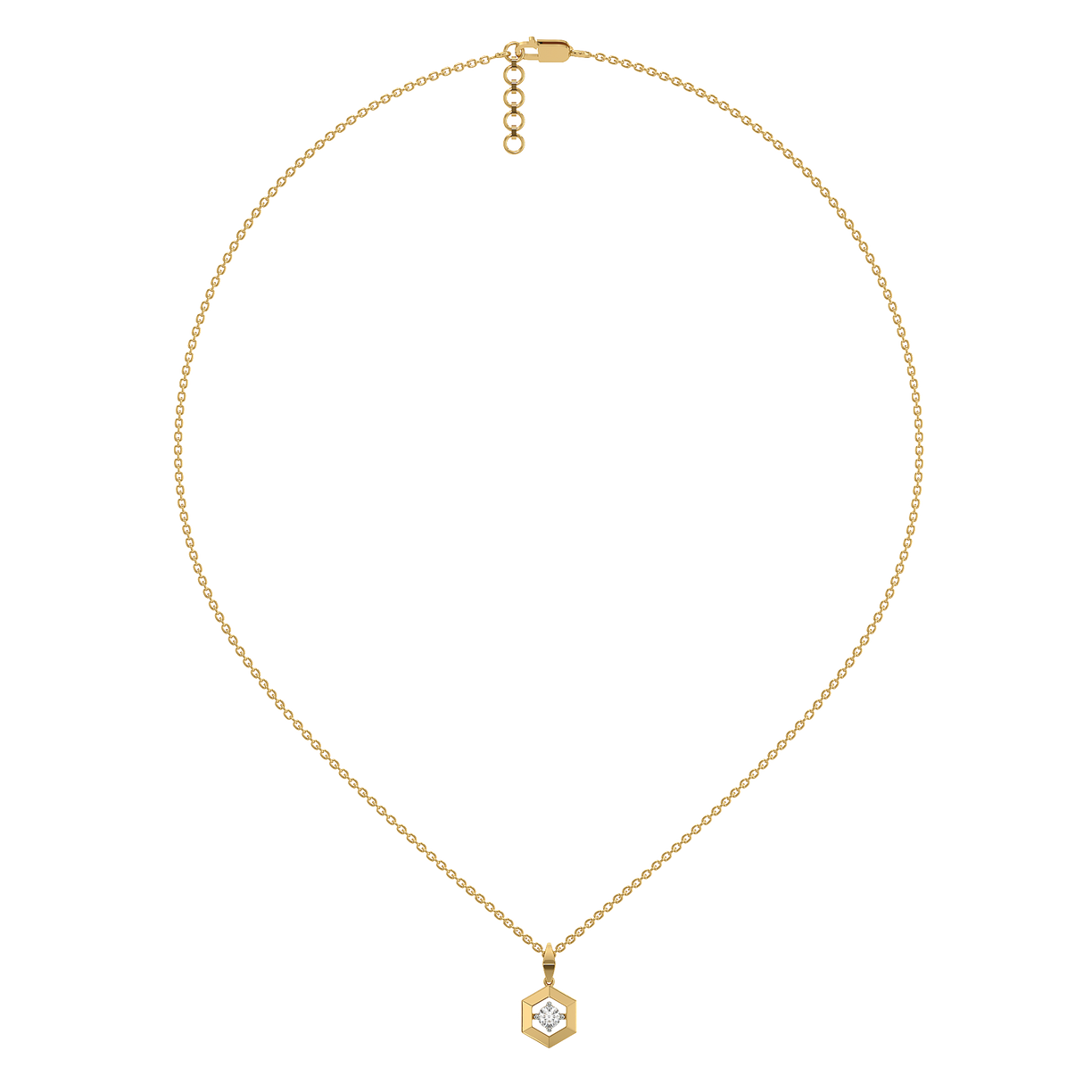 Hexa Solitaire - Lab Diamond Pendant Necklace