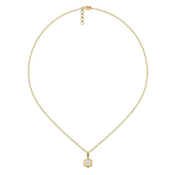 Hexa Solitaire 18kt Gold Lab Grown Diamond Necklace - Lukson