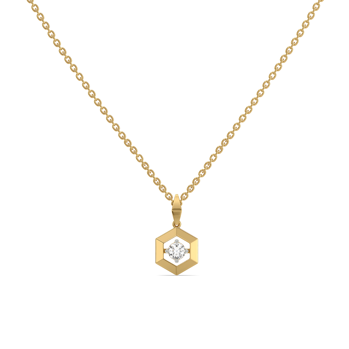 Hexa Solitaire - Lab Diamond Pendant Necklace