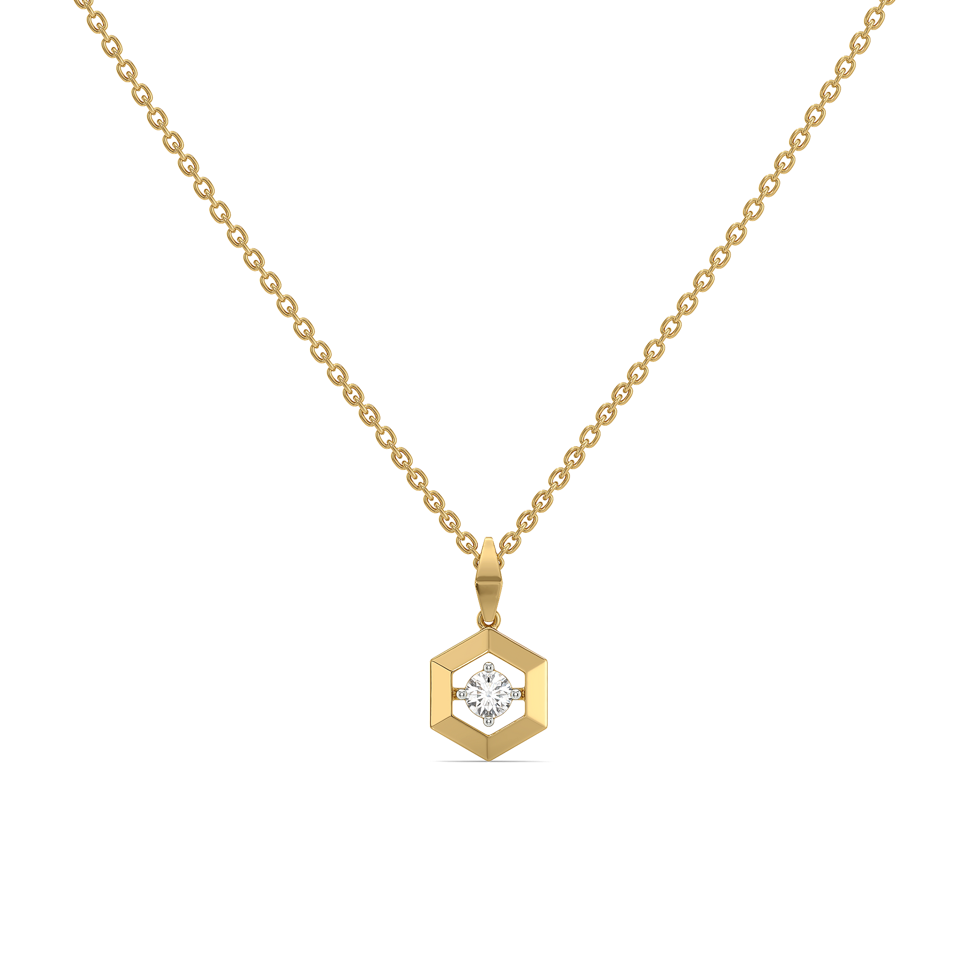 Hexa Solitaire Pendant - Lab Grown Diamond Necklace