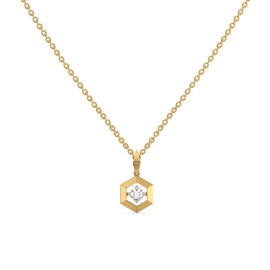 Hexa Solitaire Pendant - Lab Grown Diamond Necklace