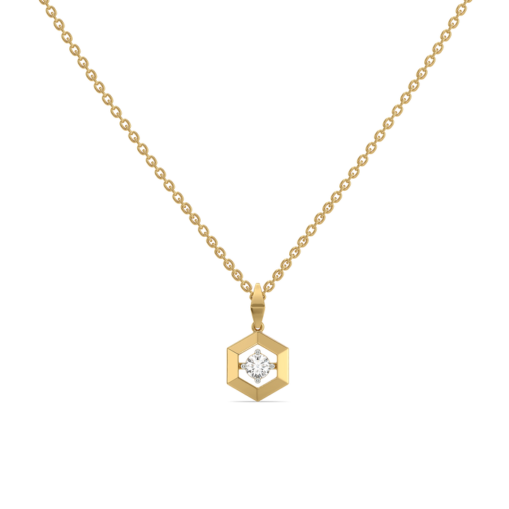 Hexa Solitaire - Lab Diamond Pendant Necklace