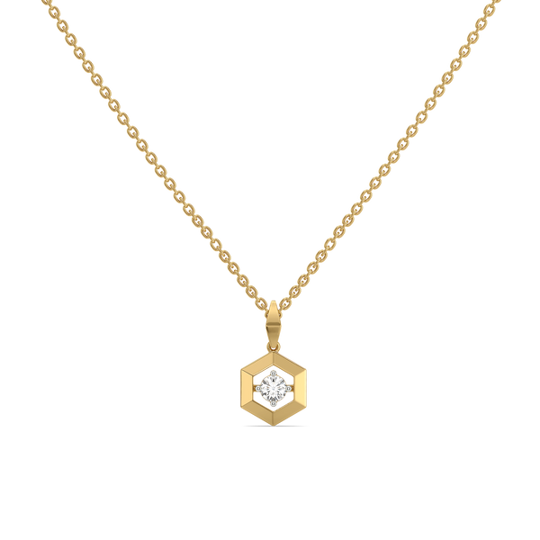  Hexa Solitaire Lab Grown Diamond Pendant Necklace - Lukson