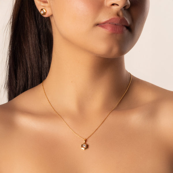 Hexa Solitaire Lab Grown Diamond Pendant Necklace Online in India - Lukson