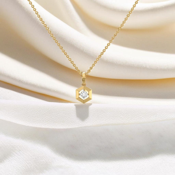 Hexa Solitaire - Lab Diamond Pendant Necklace