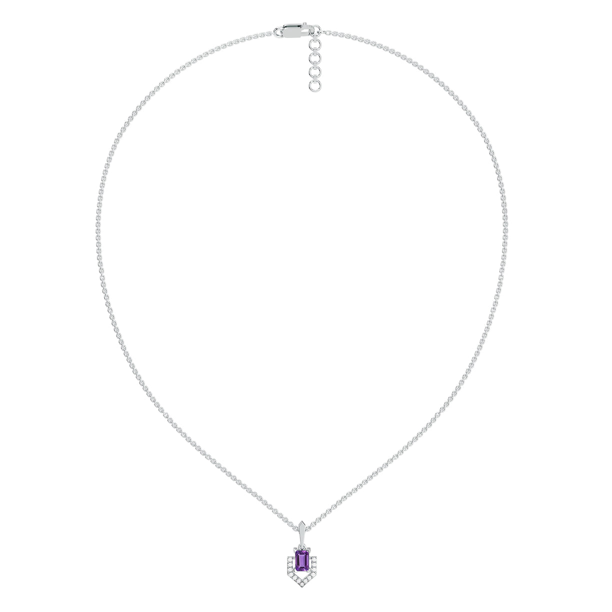 Regal Amethyst - Lab Diamond  Pendant Necklace