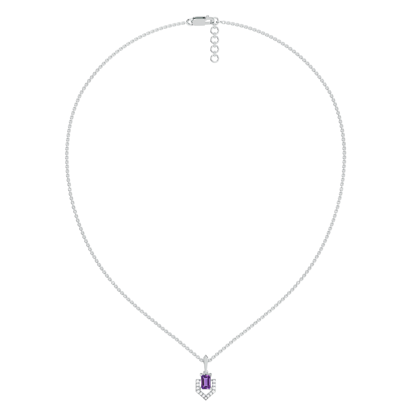 Regal Amethyst Pendant - Lab Grown Diamond Necklace