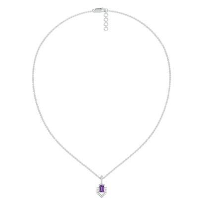 Regal Amethyst Pendant - Lab Grown Diamond Necklace