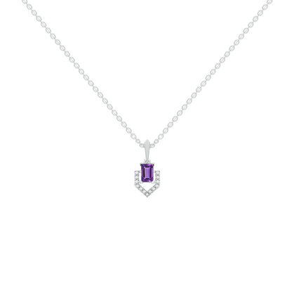 Regal Amethyst Pendant - Lab Grown Diamond Necklace