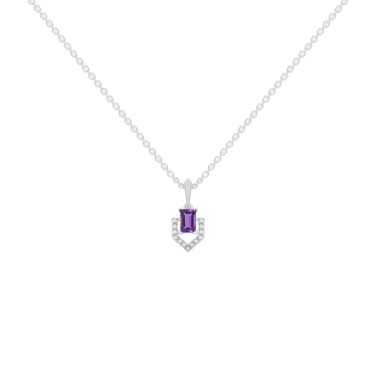 Regal Amethyst Pendant - Lab Grown Diamond Necklace