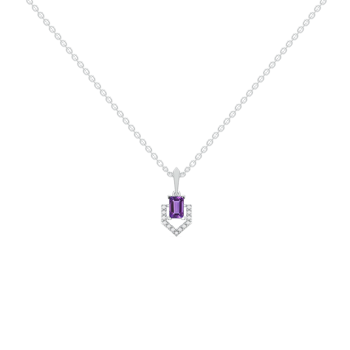 Regal Amethyst - Lab Diamond  Pendant Necklace