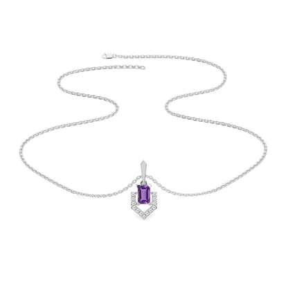 Regal Amethyst Pendant - Lab Grown Diamond Necklace