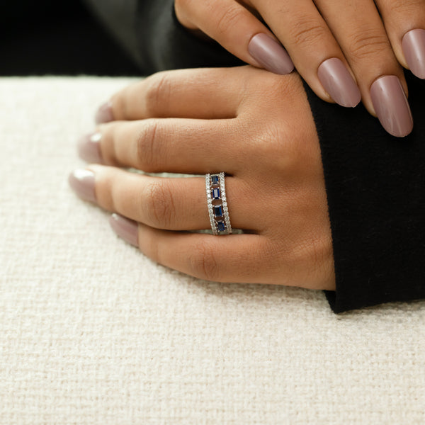 Blue Sapphire Soiree Lab Diamond Ring