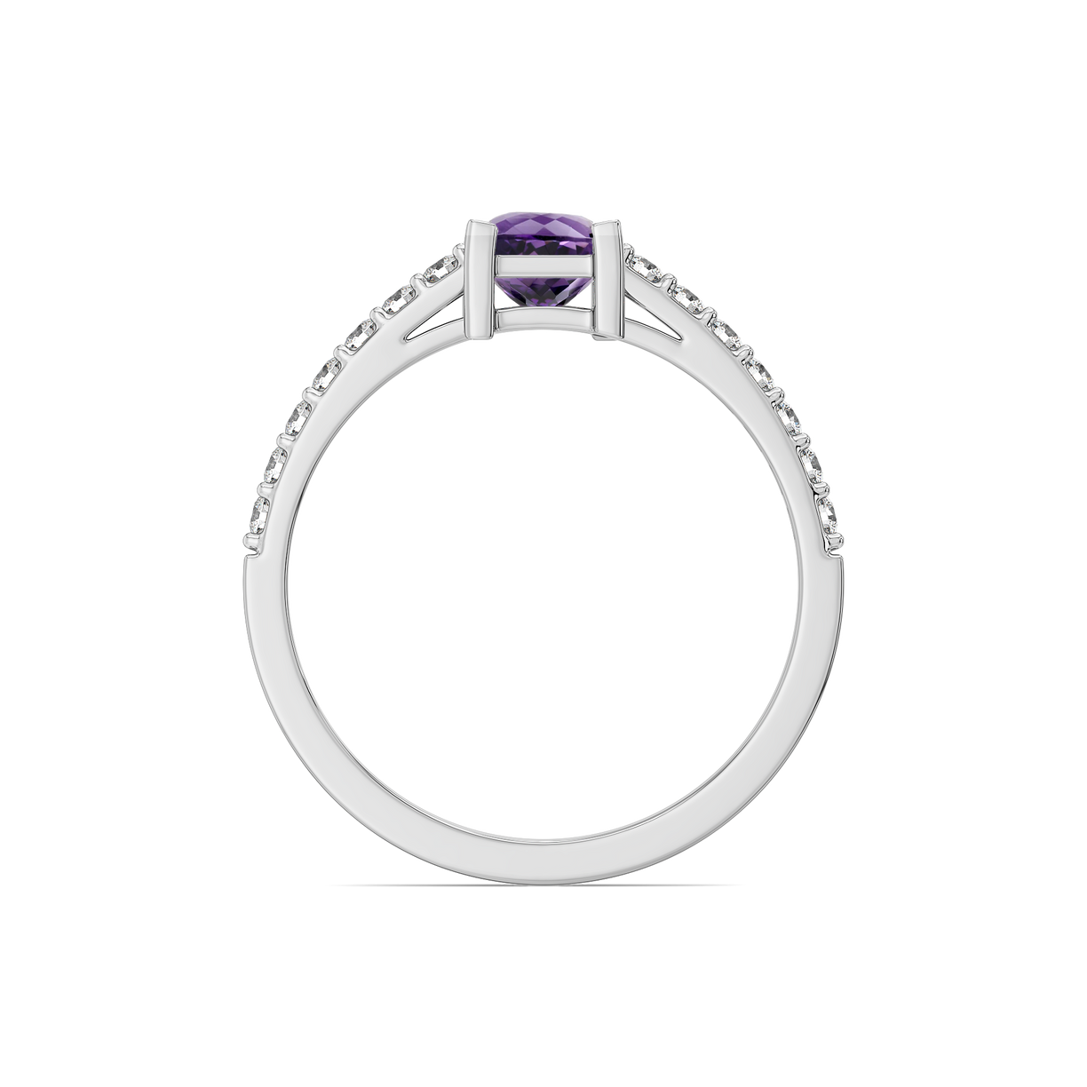 Regal Amethyst - Lab Diamond Square Ring