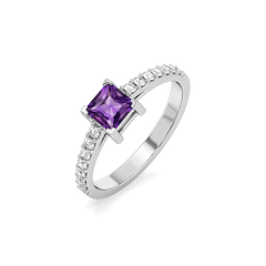 Regal Amethyst - Lab Diamond Square Ring