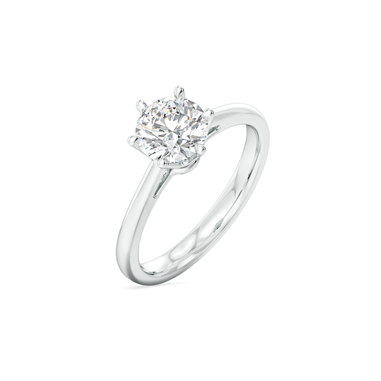 Luminous Charm Solitaire Silver Ring