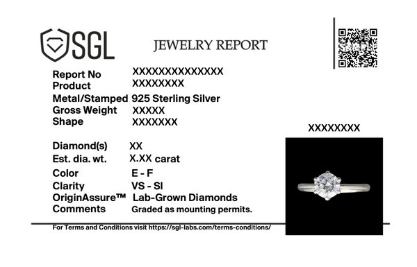 Lukson Certified Lab Grown Diamond Engagement Ring