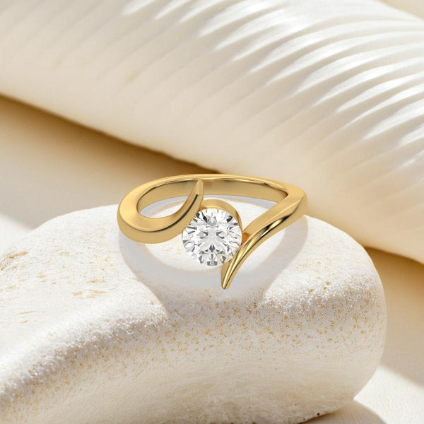 Lukson Curved Elegance Lab Grown Diamond Solitaire Ring