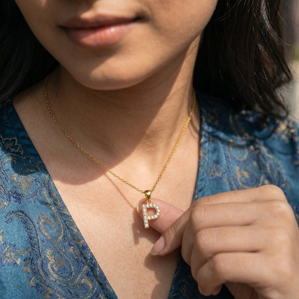 Peekaboo P - Lab Diamond Alphabet Pendant