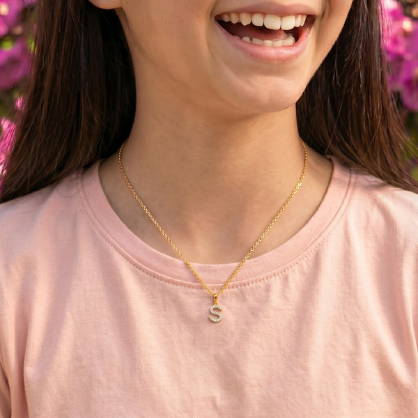 Sassy S - Lab Diamond Alphabet Pendant