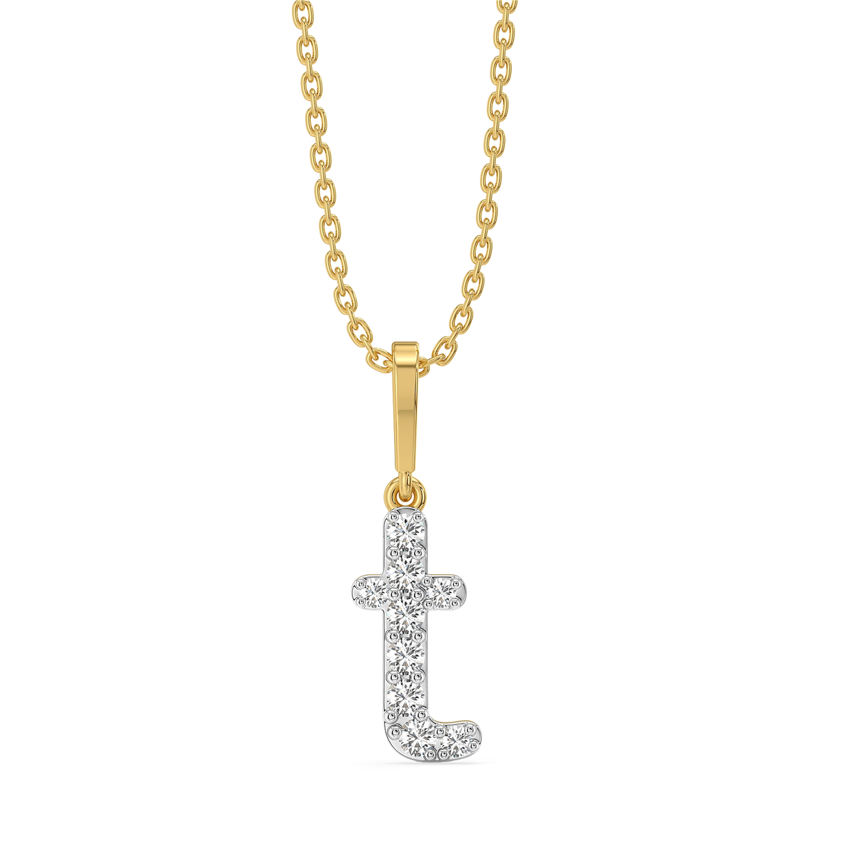 Tiny Treasure T - Lab Diamond Alphabet Pendant